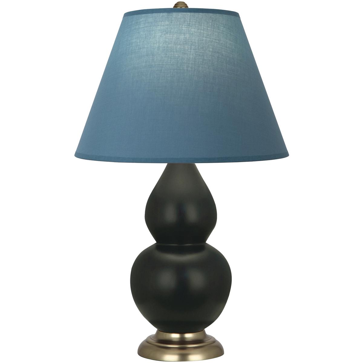 Robert Abbey MOS10B Small Double Gourd 22.75 inch 150 watt Matte Obsidian Glazed Ceramic with Antique Natural Brass Accent Lamp Portable Light in Brig