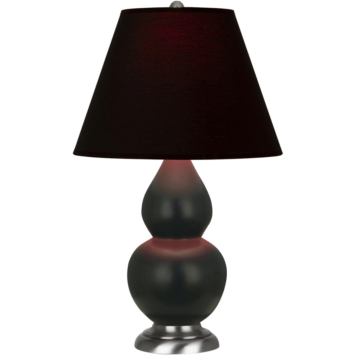 Robert Abbey MOS12K Small Double Gourd 22.75 inch 150 watt Matte Obsidian Glazed Ceramic with Antique Silver Accent Lamp Portable Light in Ink Black w