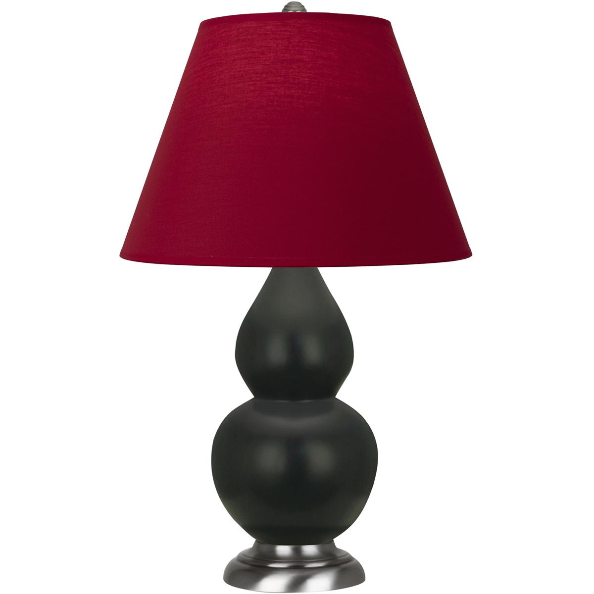 Robert Abbey MOS12R Small Double Gourd 22.75 inch 150 watt Matte Obsidian Glazed Ceramic with Antique Silver Accent Lamp Portable Light in Rose Red wi