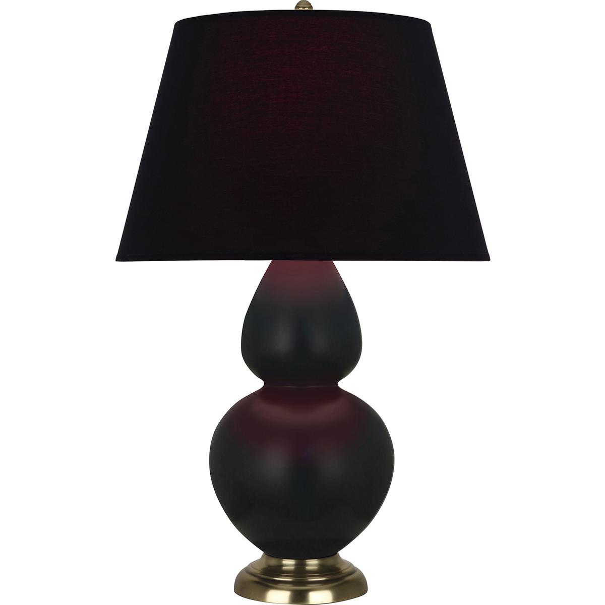 Robert Abbey MOS20K Double Gourd 31 inch 150 watt Matte Obsidian Glazed Ceramic with Antique Natural Brass Table Lamp Portable Light in Ink Black with