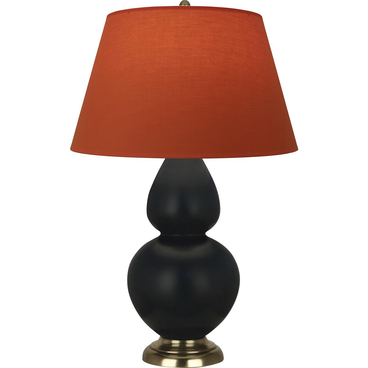 Robert Abbey MOS20T Double Gourd 31 inch 150 watt Matte Obsidian Glazed Ceramic with Antique Natural Brass Table Lamp Portable Light in Tangerine with