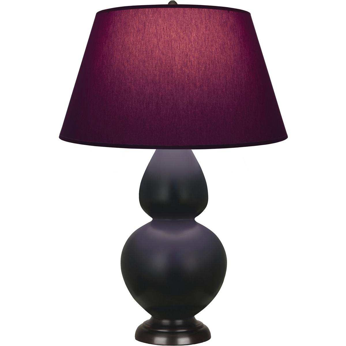 Robert Abbey MOS21P Double Gourd 31 inch 150 watt Matte Obsidian Glazed Ceramic with Deep Patina Bronze Table Lamp Portable Light in Plum with Lavende