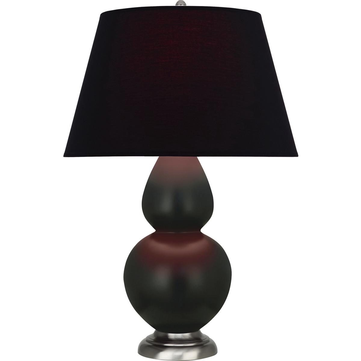 Robert Abbey MOS22K Double Gourd 31 inch 150 watt Matte Obsidian Glazed Ceramic with Antique Silver Table Lamp Portable Light in Ink Black with Rose R