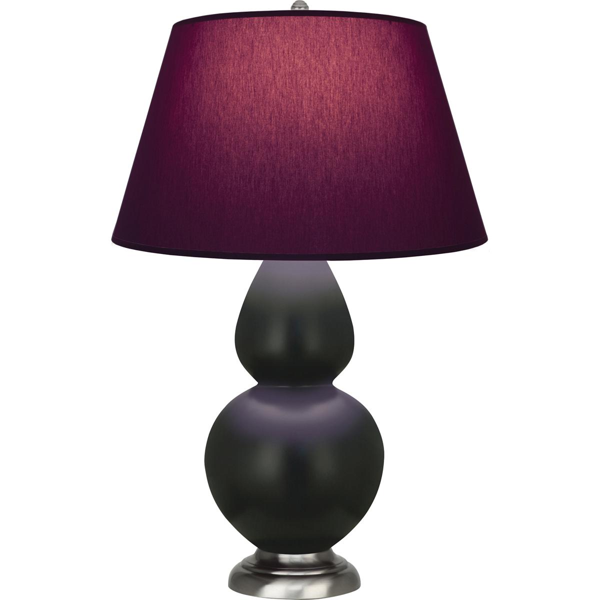 Robert Abbey MOS22P Double Gourd 31 inch 150 watt Matte Obsidian Glazed Ceramic with Antique Silver Table Lamp Portable Light in Plum with Lavender