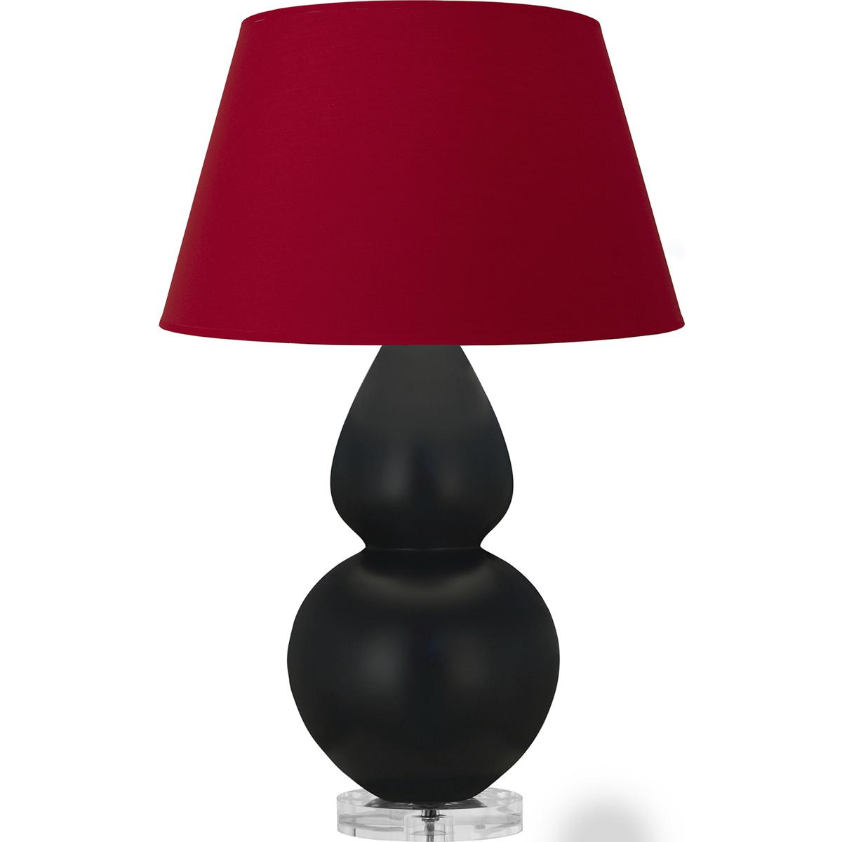 Robert Abbey MOS23R Double Gourd 30 inch 150 watt Matte Obsidian Glazed Ceramic with Lucite Base Table Lamp Portable Light in Rose Red with Ink Black