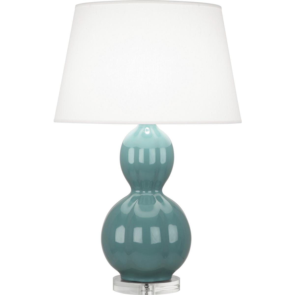 MT997 Williamsburg Randolph Table Lamp, Blue Green Glazed Ceramic with Lucite Base - 30.63 x 10.25 in.