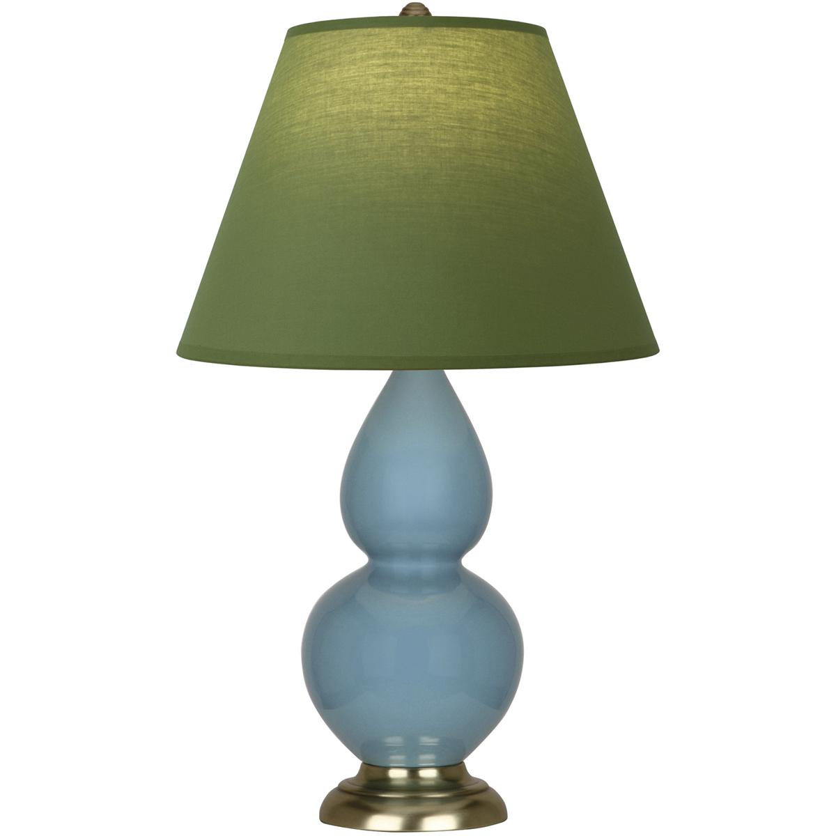 Robert Abbey OB10G Small Double Gourd 22.75 inch 150 watt Steel Blue Glazed Ceramic with Antique Brass Accent Lamp Portable Light in Tea Green with Ta