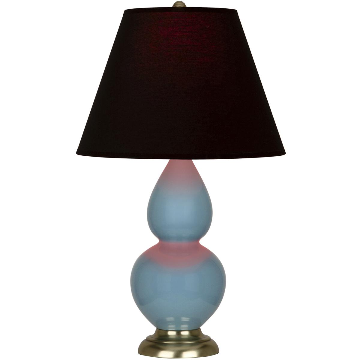 Robert Abbey OB10K Small Double Gourd 22.75 inch 150 watt Steel Blue Glazed Ceramic with Antique Brass Accent Lamp Portable Light in Ink Black with Ro