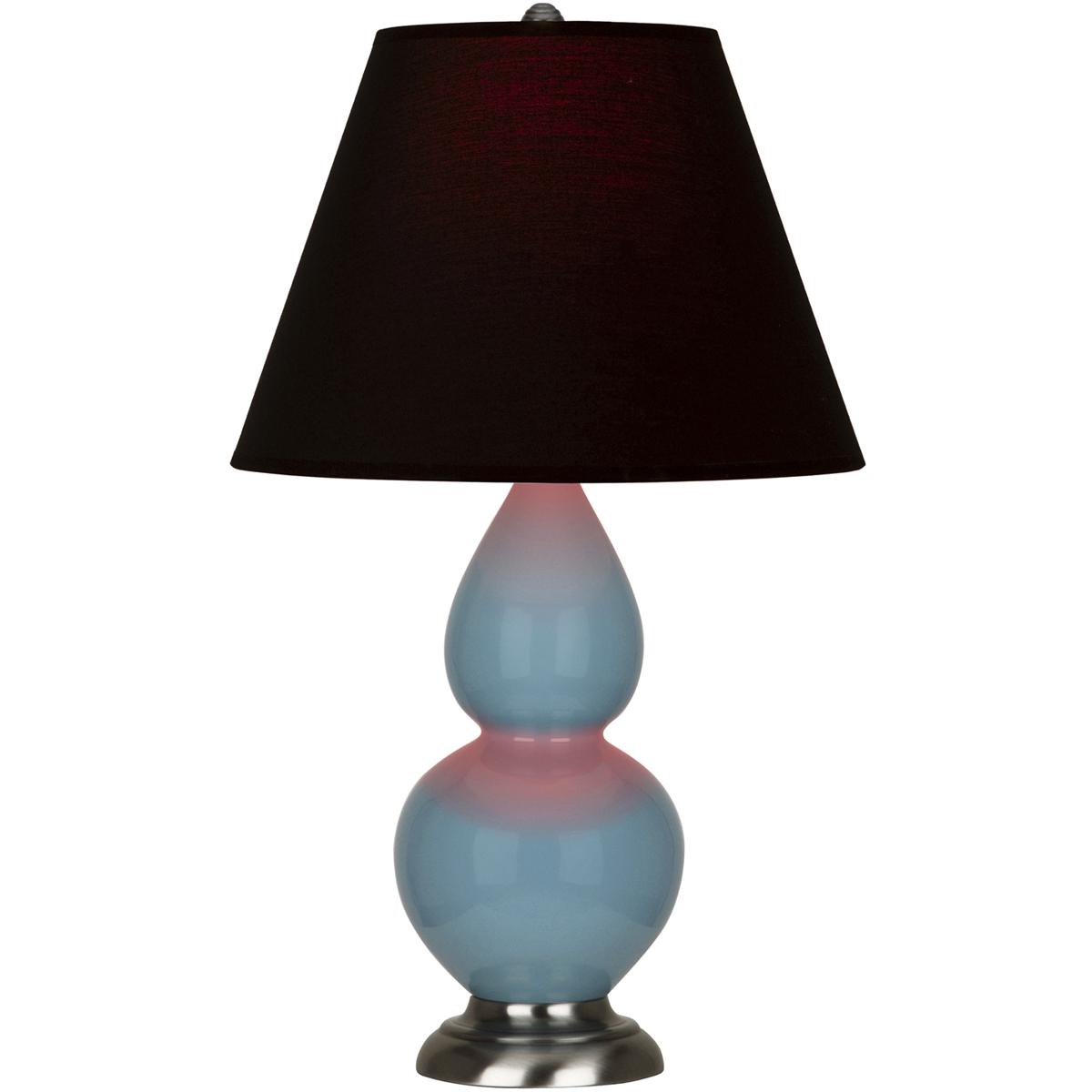Robert Abbey OB12K Small Double Gourd 22.75 inch 150 watt Steel Blue Glazed Ceramic with Antique Silver Accent Lamp Portable Light in Ink Black with R