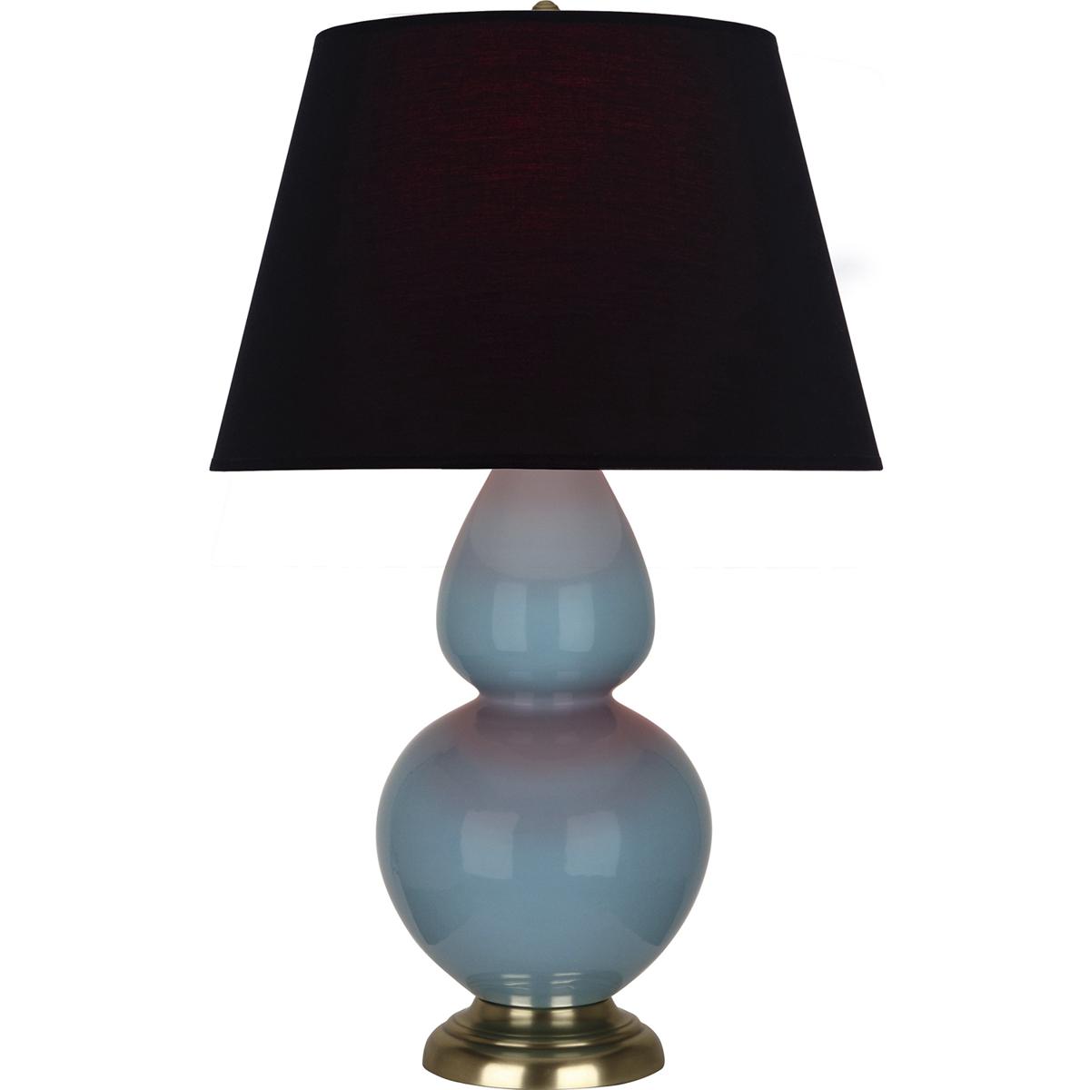 Robert Abbey OB20K Double Gourd 31 inch 150 watt Steel Blue Glazed Ceramic with Antique Brass Table Lamp Portable Light in Ink Black with Rose Red