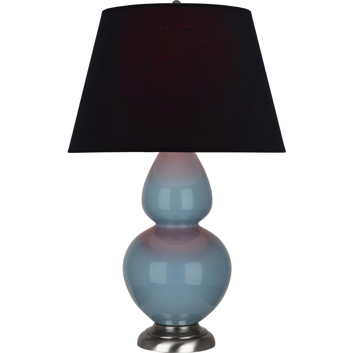 Robert Abbey OB22K Double Gourd 31 inch 150 watt Steel Blue Glazed Ceramic with Antique Silver Table Lamp Portable Light in Ink Black with Rose Red