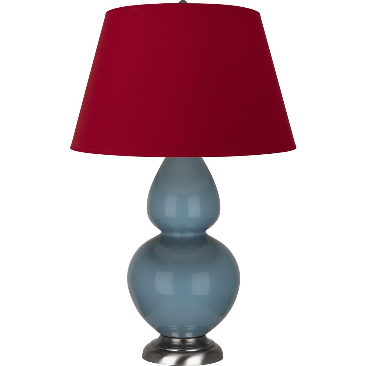 Robert Abbey OB22R Double Gourd 31 inch 150 watt Steel Blue Glazed Ceramic with Antique Silver Table Lamp Portable Light in Rose Red with Ink Black