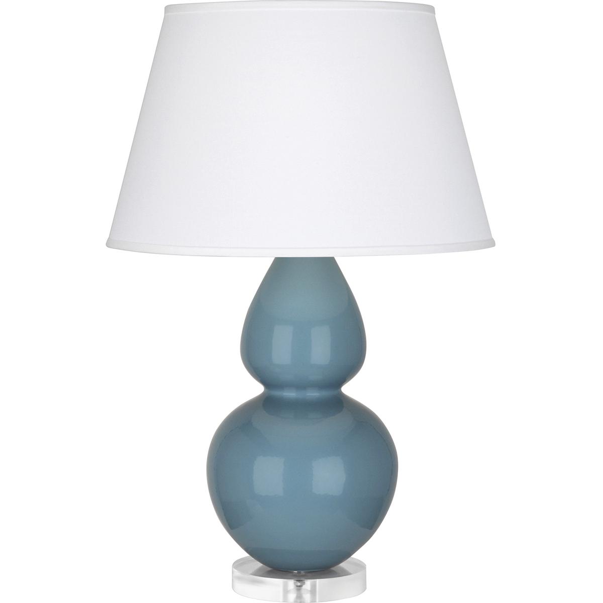 Lighting New York OB23X Robert Abbey Double Gourd 30 inch 150 watt Steel Blue Table Lamp Portable Light in Lucite, Pearl Dupioni OB23X - Open Box