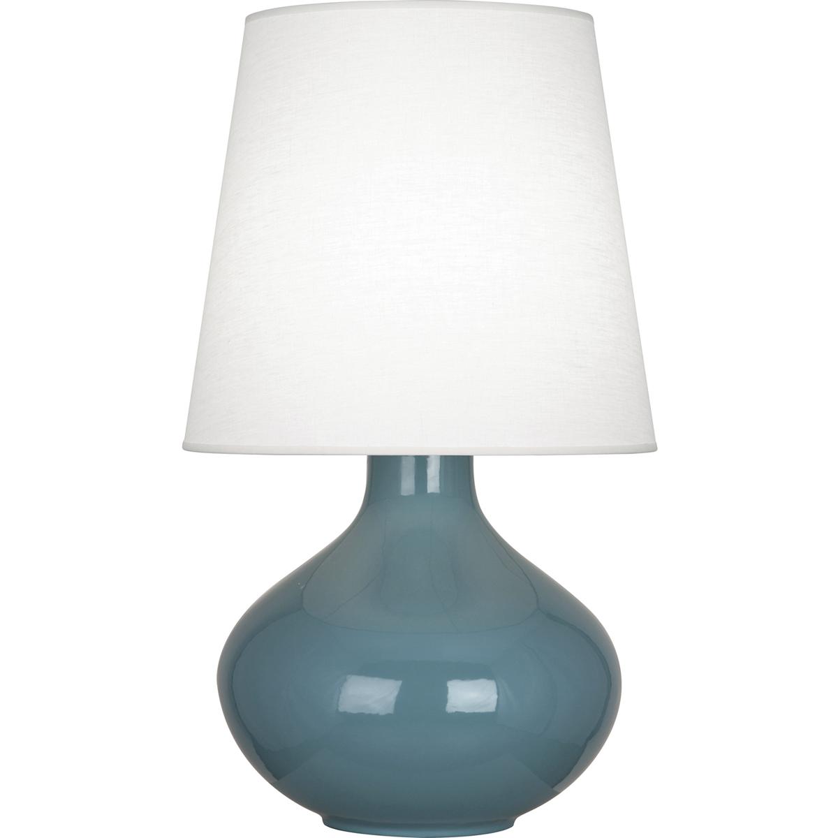 Robert Abbey OB993 June 3075 inch 150 watt Steel Blue Table Lamp Portable Light in Oyster Linen