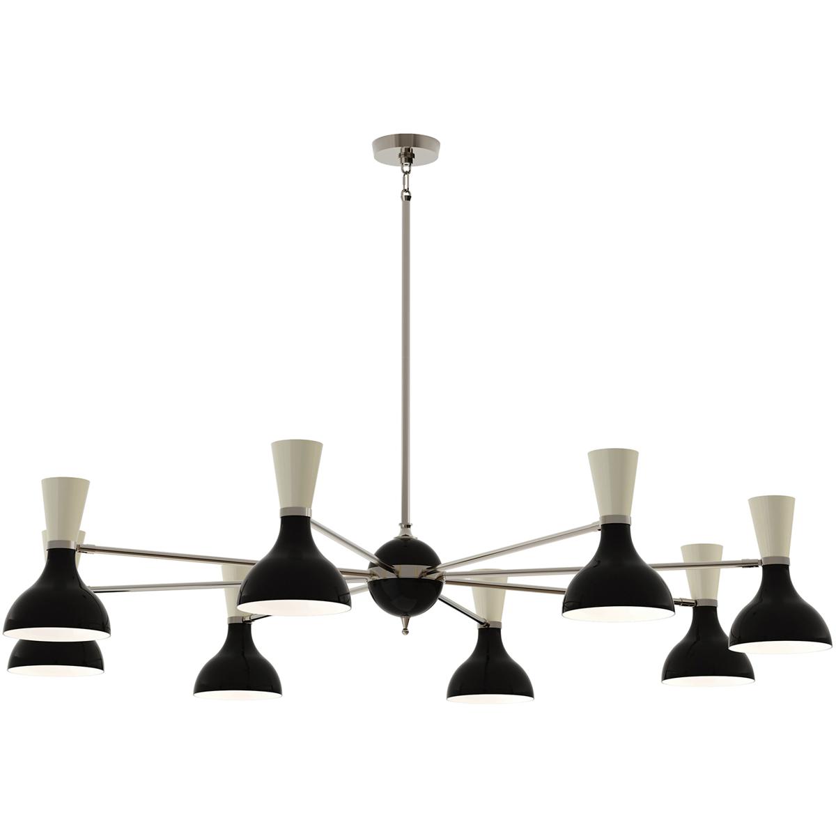 Robert Abbey OS09BN Clare LED 57 inch Polished Nickel Chandelier Ceiling Light in Obsidian and Bone