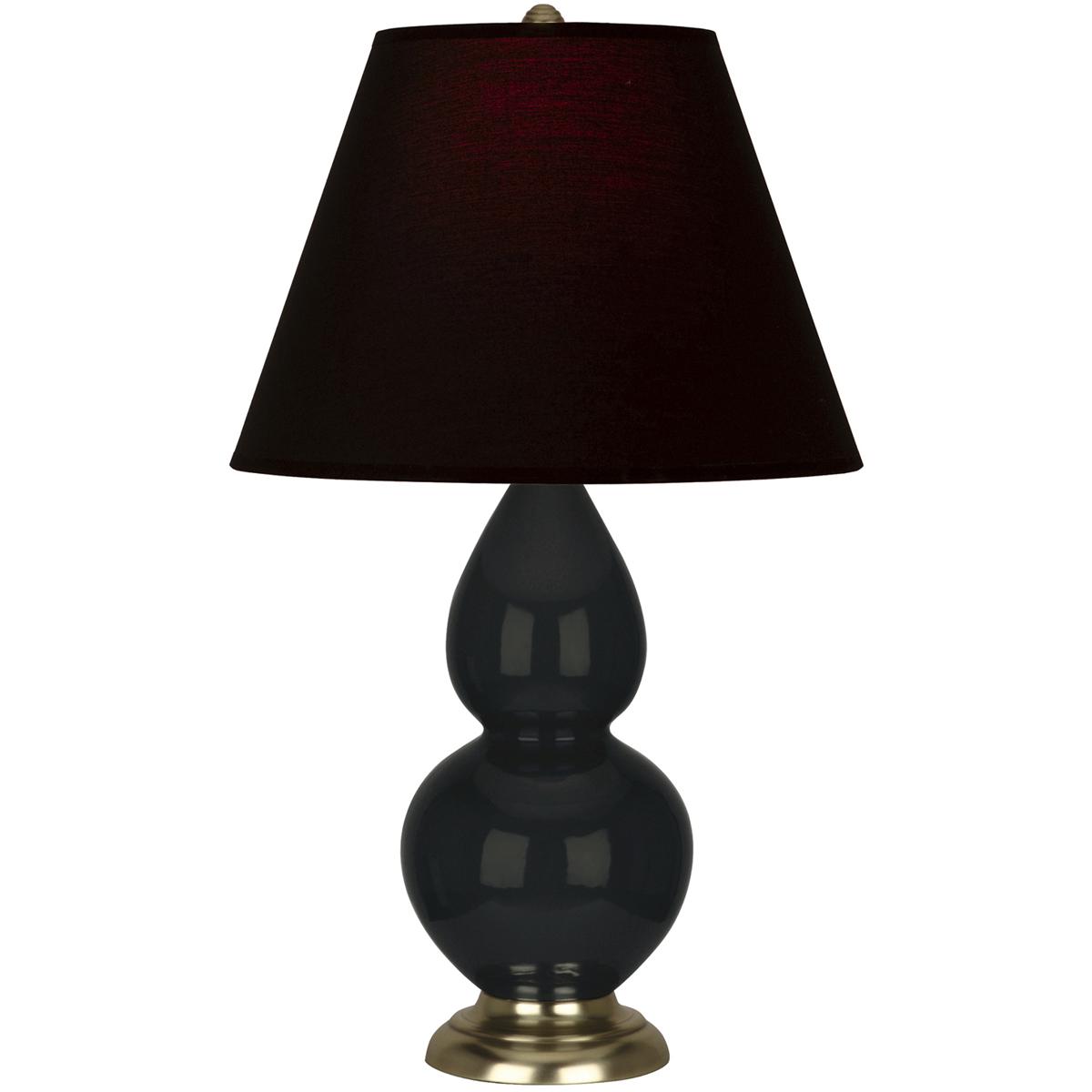 Robert Abbey OS10K Small Double Gourd 22.75 inch 150 watt Obsidian Glazed Ceramic with Antique Natural Brass Accent Lamp Portable Light in Ink Black w