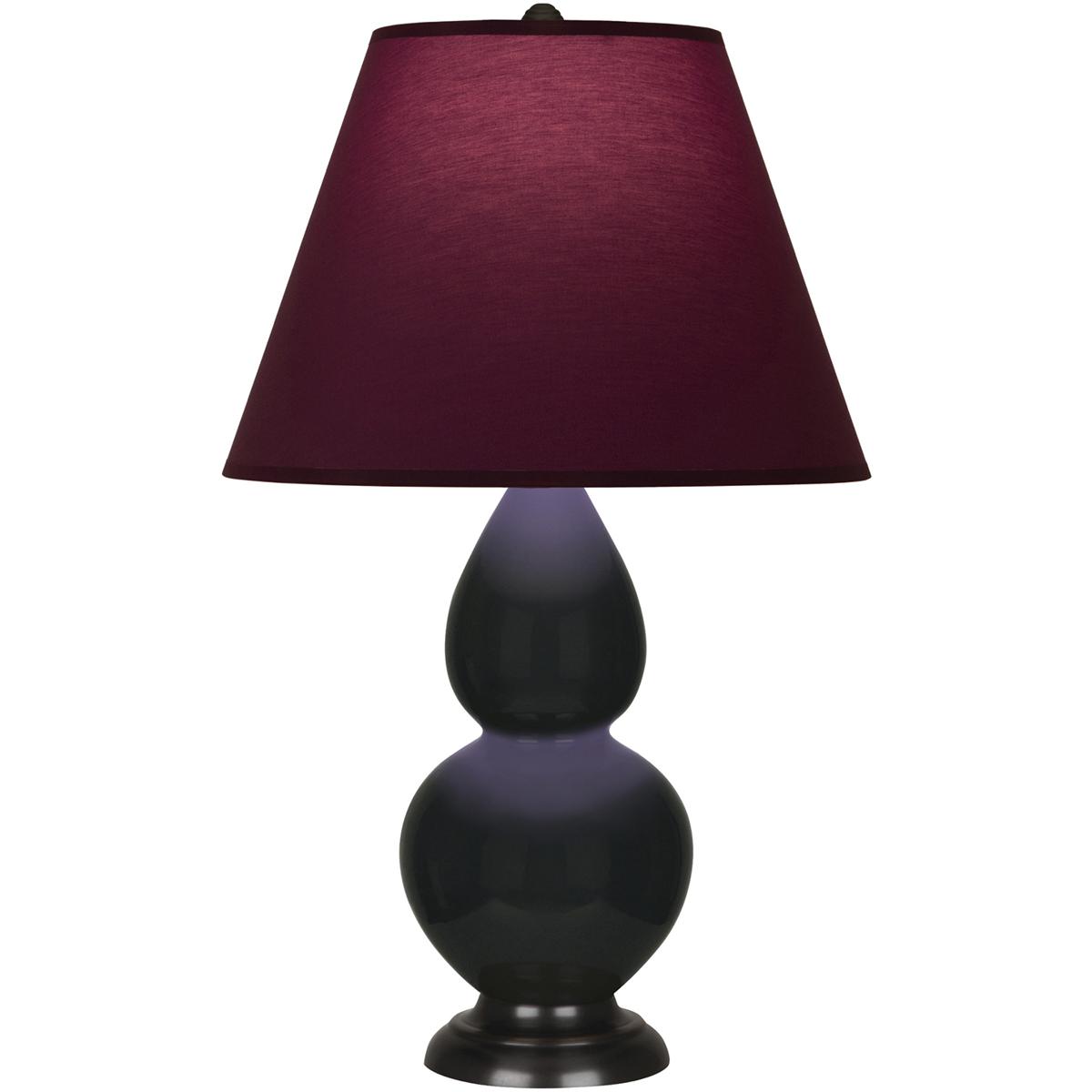 Robert Abbey OS11P Small Double Gourd 22.75 inch 150 watt Obsidian Glazed Ceramic with Deep Patina Bronze Accent Lamp Portable Light in Plum with Lave
