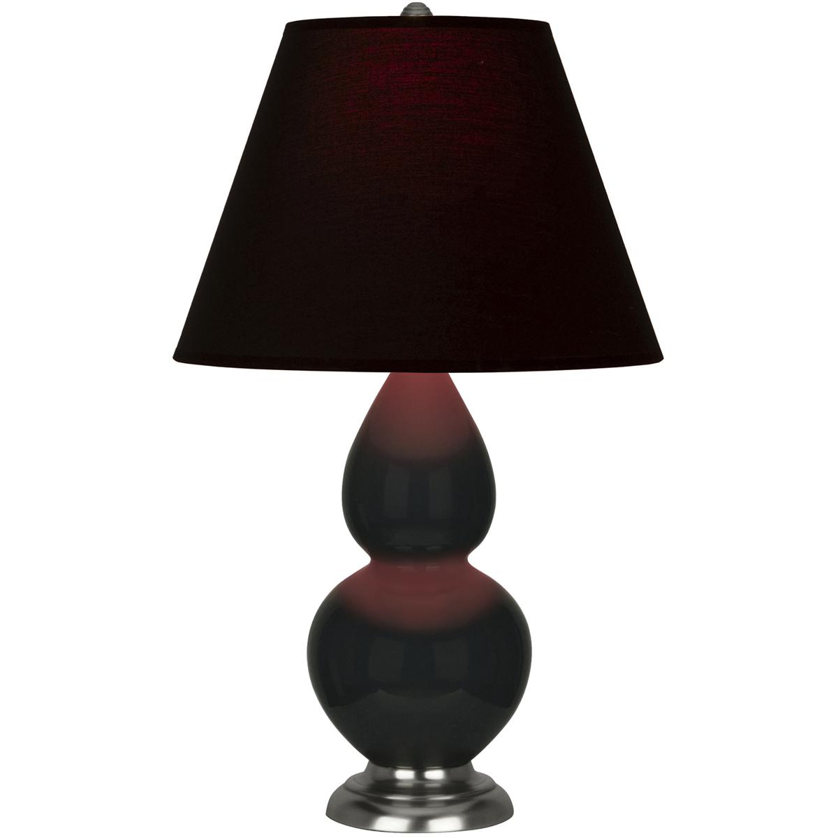 Robert Abbey OS12K Small Double Gourd 22.75 inch 150 watt Obsidian Glazed Ceramic with Antique Silver Accent Lamp Portable Light in Ink Black with Ros
