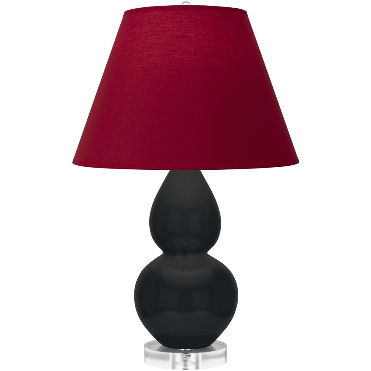 Robert Abbey OS13R Small Double Gourd 22 inch 150 watt Obsidian Glazed Ceramic with Lucite Base Accent Lamp Portable Light in Rose Red with Ink Black