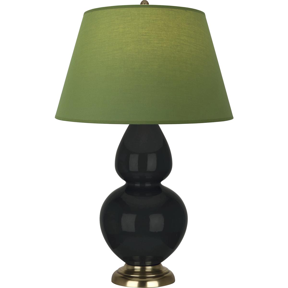 Robert Abbey OS20G Double Gourd 31 inch 150 watt Obsidian Glazed Ceramic with Antique Natural Brass Table Lamp Portable Light in Tea Green with Taupe