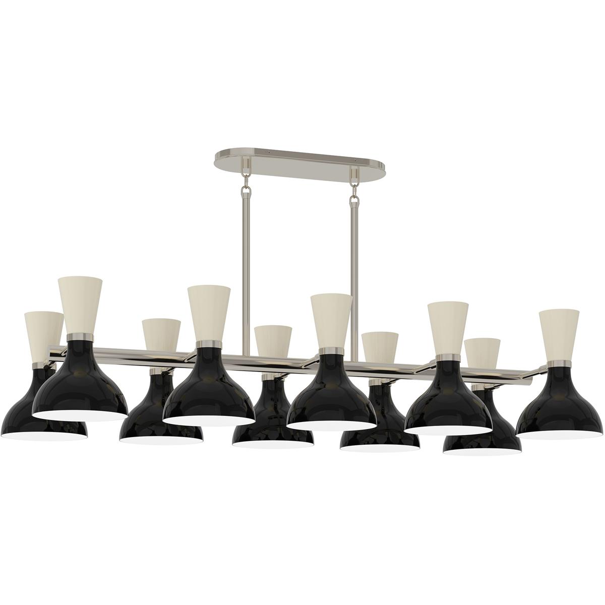 Robert Abbey OS21BN Clare 10 Light 45.75 inch Polished Nickel Chandelier Ceiling Light in Obsidian and Bone