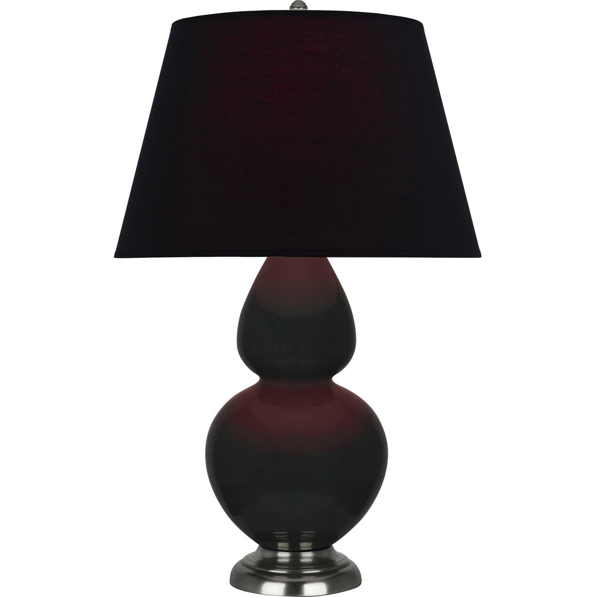 Robert Abbey OS22K Double Gourd 31 inch 150 watt Obsidian Glazed Ceramic with Antique Silver Table Lamp Portable Light in Ink Black with Rose Red