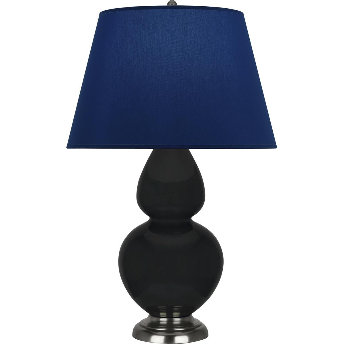 Robert Abbey OS22N Double Gourd 31 inch 150 watt Obsidian Glazed Ceramic with Antique Silver Table Lamp Portable Light in Navy with Gray