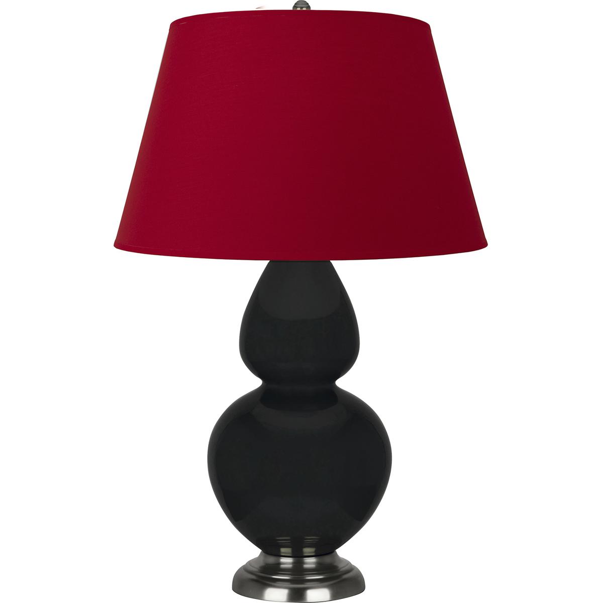 Robert Abbey OS22R Double Gourd 31 inch 150 watt Obsidian Glazed Ceramic with Antique Silver Table Lamp Portable Light in Rose Red with Ink Black
