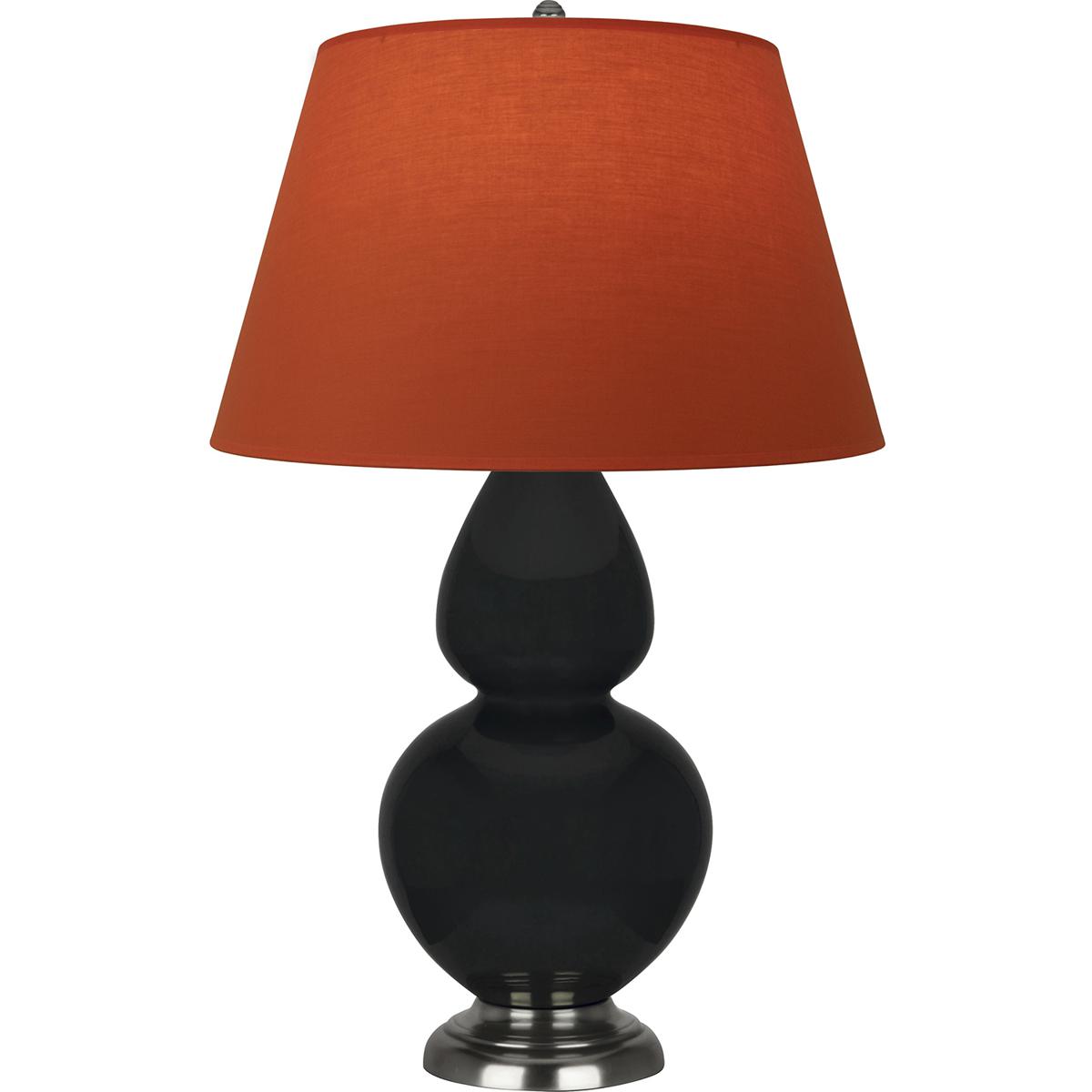 Robert Abbey OS22T Double Gourd 31 inch 150 watt Obsidian Glazed Ceramic with Antique Silver Table Lamp Portable Light in Tangerine with Taupe