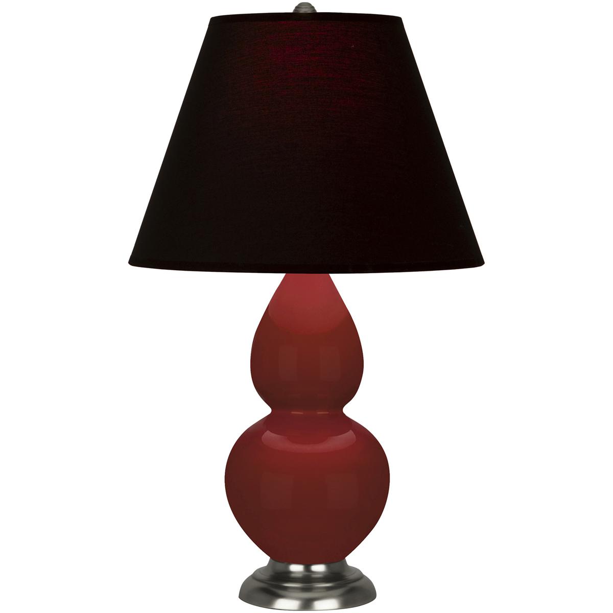 Robert Abbey OX12K Small Double Gourd 22.75 inch 27 watt Oxblood with Antique Silver Accent Lamp Portable Light in Ink Black with Rose Red