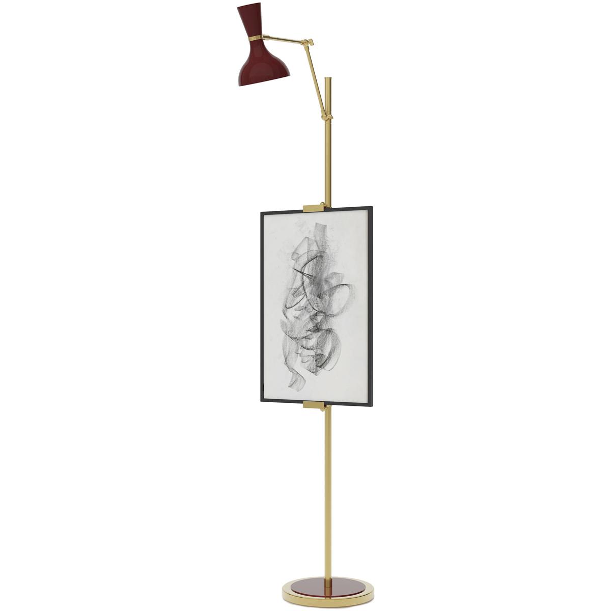 Robert Abbey OX16OX Clare 76 inch 60 watt Oxblood with Modern Brass Floor Easel Portable Light