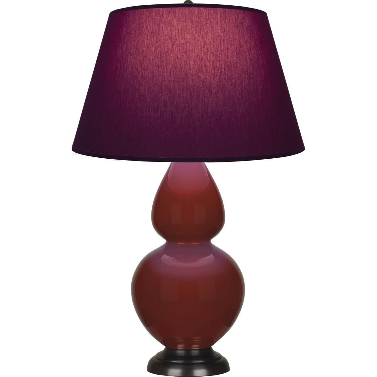 Robert Abbey OX21P Double Gourd 31 inch 150 watt Oxblood with Deep Patina Bronze Table Lamp Portable Light in Plum with Lavender