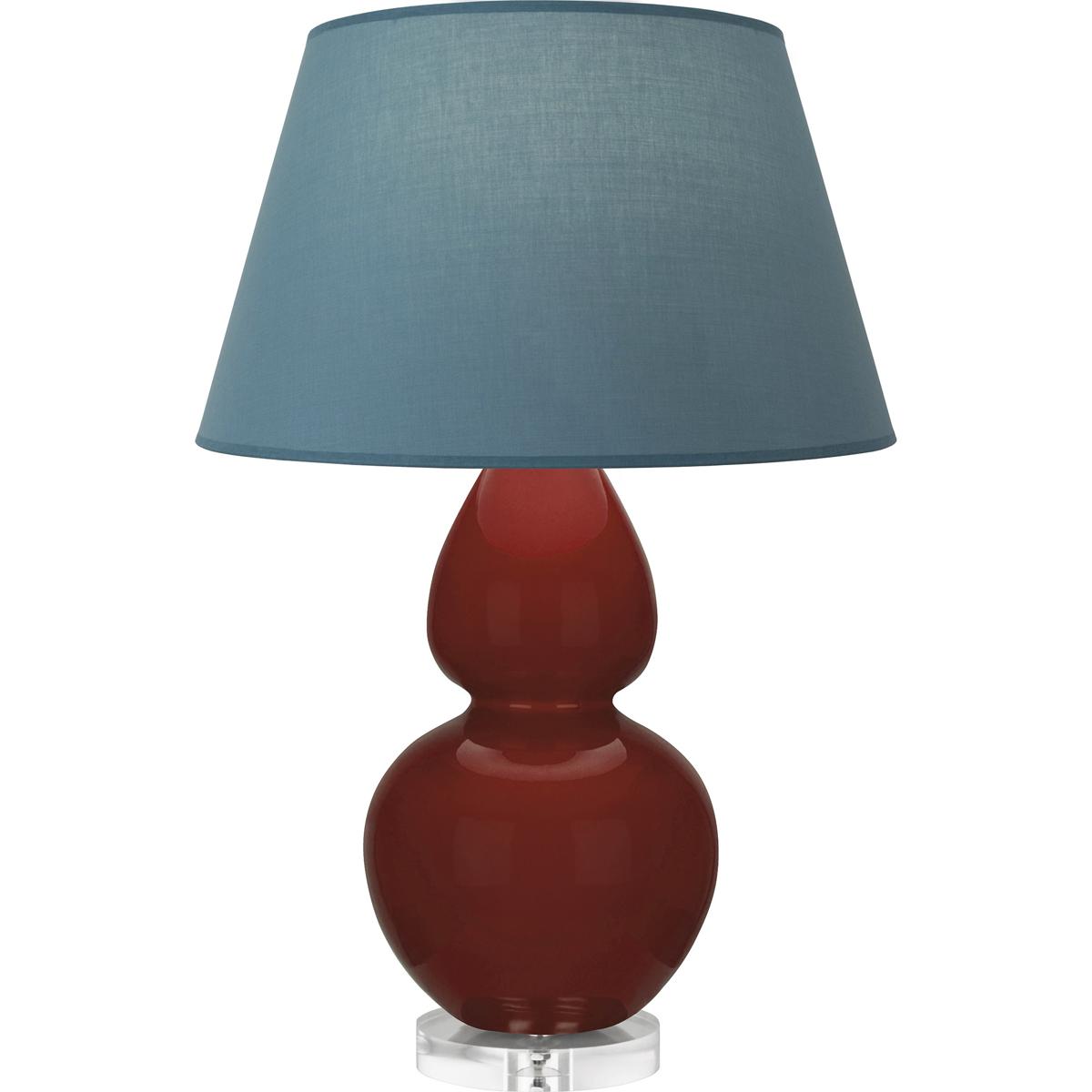 Robert Abbey OX23B Double Gourd 30 inch 150 watt Oxblood with Lucite Table Lamp Portable Light in Bright Blue with Gray