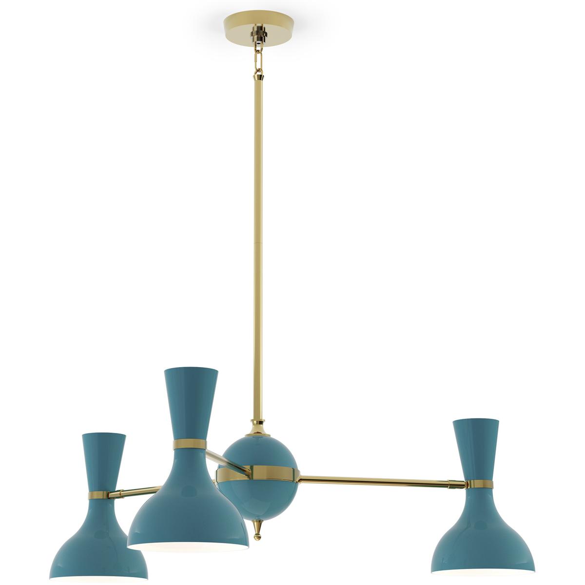 Robert Abbey PC03PC Clare 3 Light 27.75 inch Modern Brass Chandelier Ceiling Light in Peacock