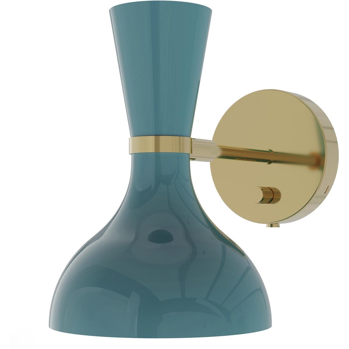 Robert Abbey PC05PC Clare 1 Light 7 inch Peacock with Modern Brass Wall Sconce Wall Light