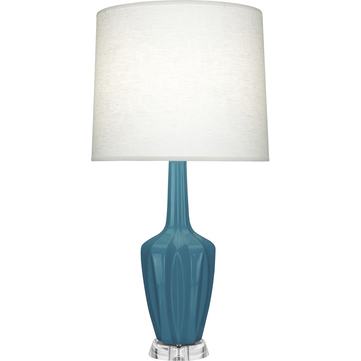 Robert Abbey PC37 Emma 34.25 inch 150 watt Peacock Glazed Ceramic with Polished Nickel and Lucite Table Lamp Portable Light