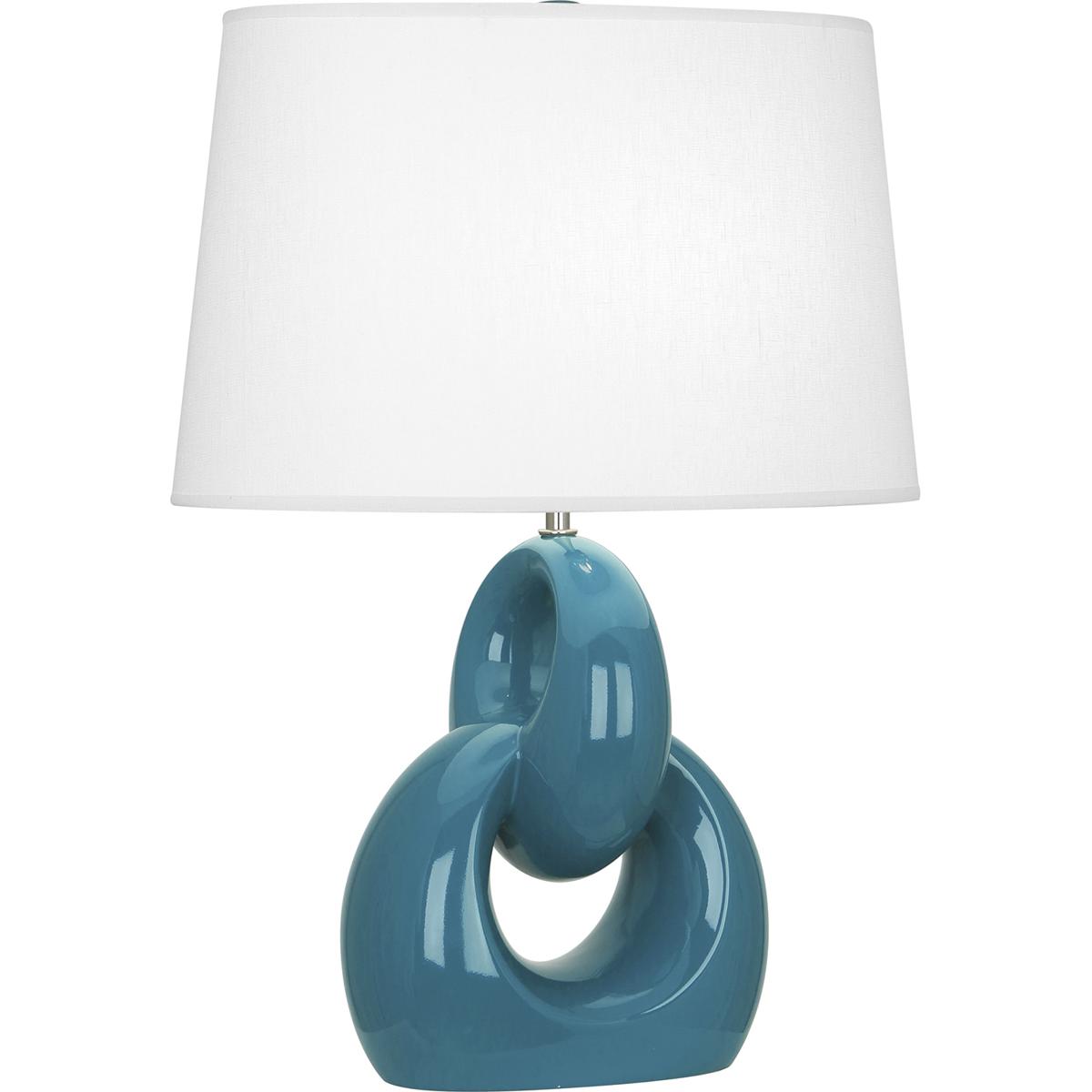 PC981 Peacock Fusion Table Lamp, Peacock Glazed Ceramic with Polished Nickel Accents - 27 x 11.25 in.