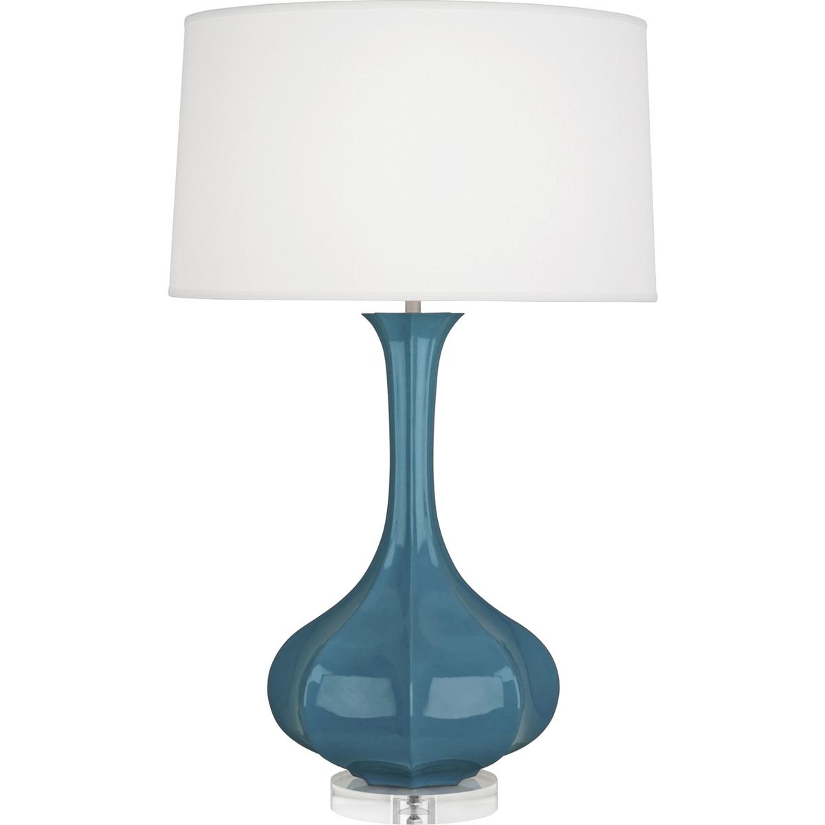 PC996 Peacock Pike Table Lamp, Peacock Glazed Ceramic with Lucite Base - 32.75 x 11.5 in.