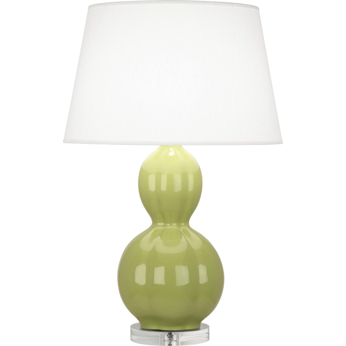 PG997 Williamsburg Randolph Table Lamp, Muted Chartreuse Glazed Ceramic with Lucite Base - 30.63 x 10.25 in.