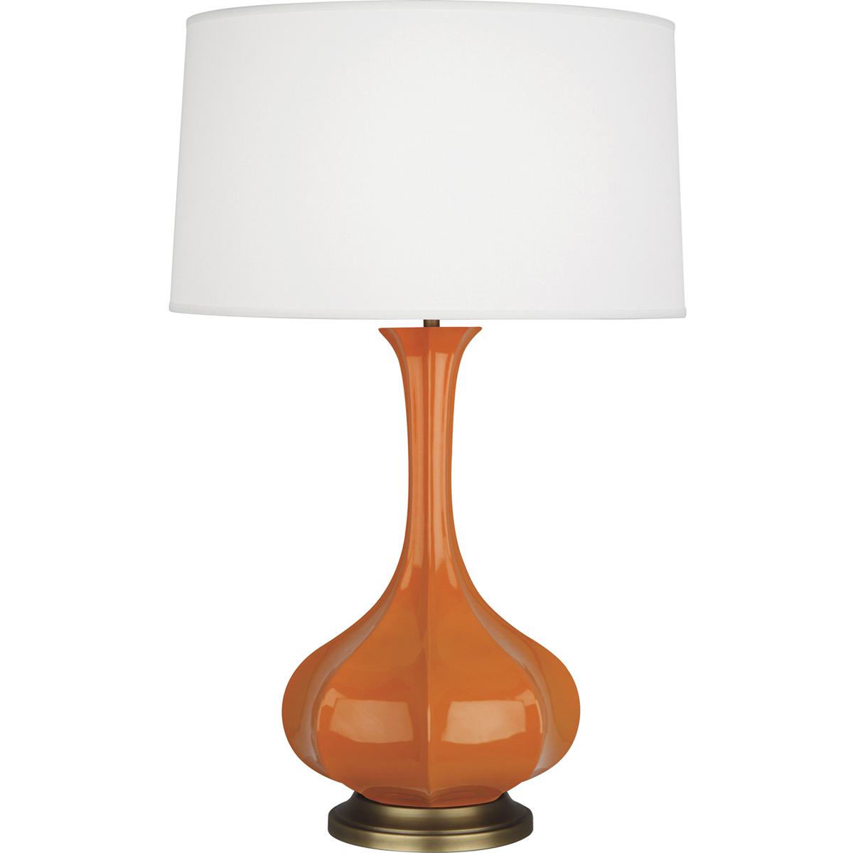 PM994 Pumpkin Pike Table Lamp, Pumpkin Glazed Ceramic with Aged Brass Accents - 31.88 x 11.5 in.