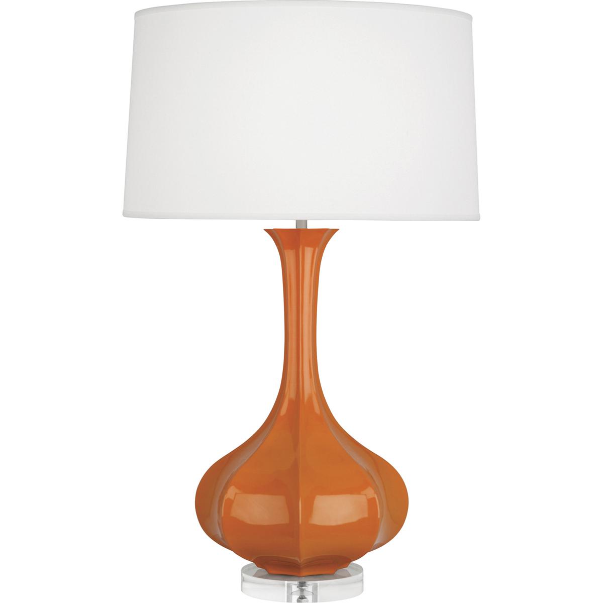 PM996 Pumpkin Pike Table Lamp, Pumpkin Glazed Ceramic with Lucite Base - 32.75 x 11.5 in.