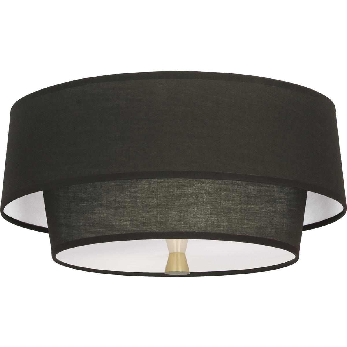 Robert Abbey RB143 Decker 2 Light 17 inch Modern Brass Flushmount Ceiling Light in Raven Black