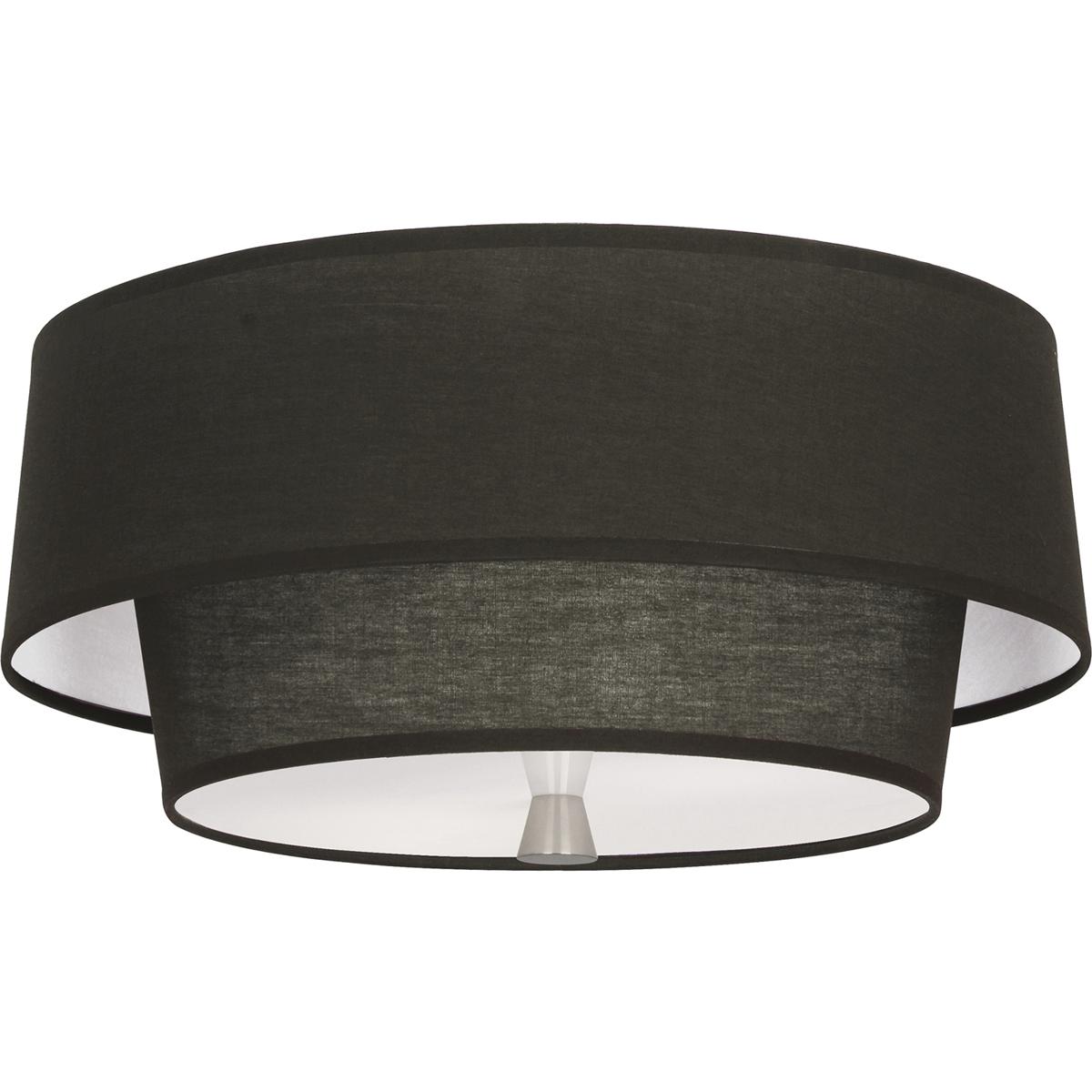 Robert Abbey RB144 Decker 2 Light 17 inch Polished Nickel Flushmount Ceiling Light in Raven Black