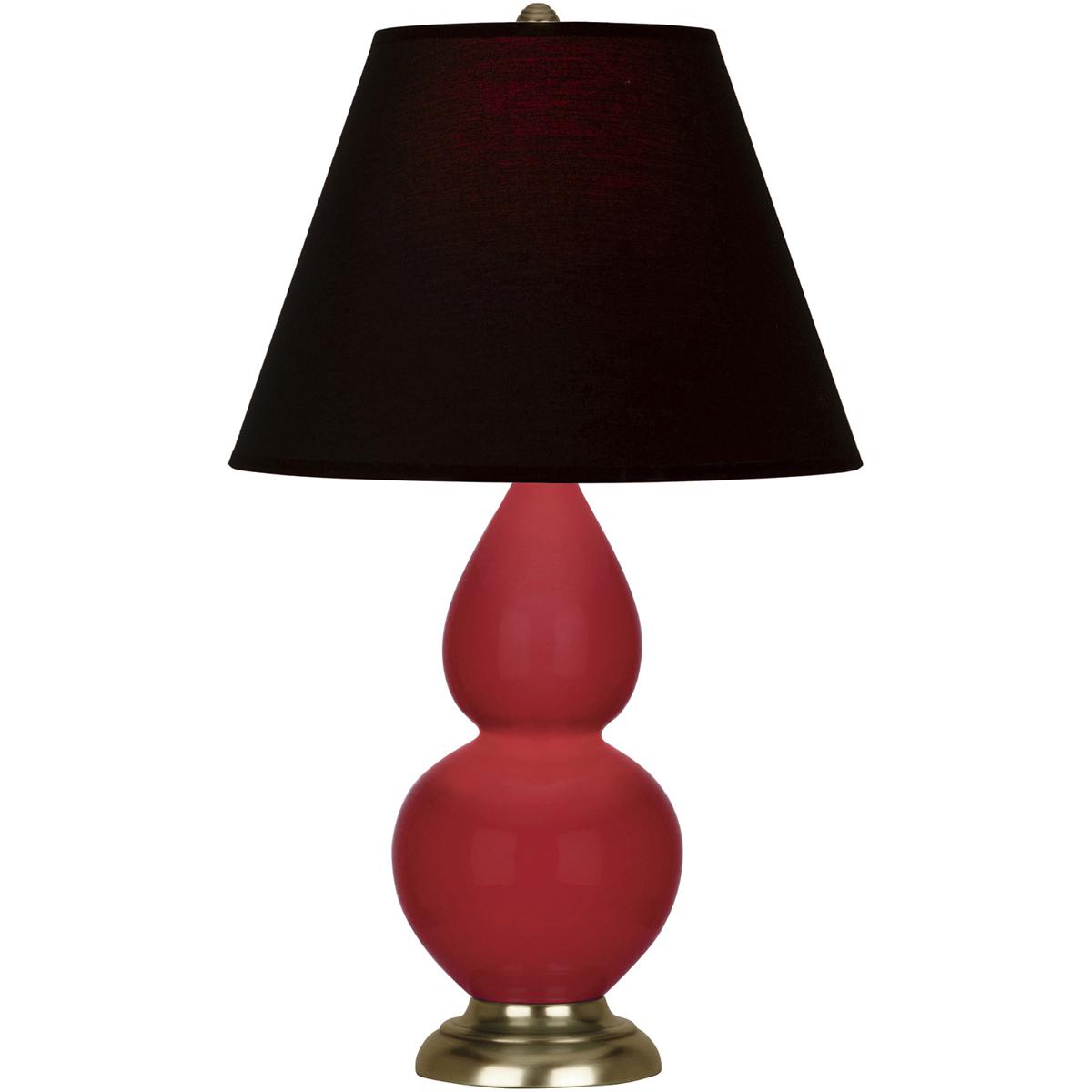 Robert Abbey RR10K Small Double Gourd 22.75 inch 150 watt Ruby Red Glazed Ceramic with Antique Brass Accent Lamp Portable Light in Ink Black with Rose