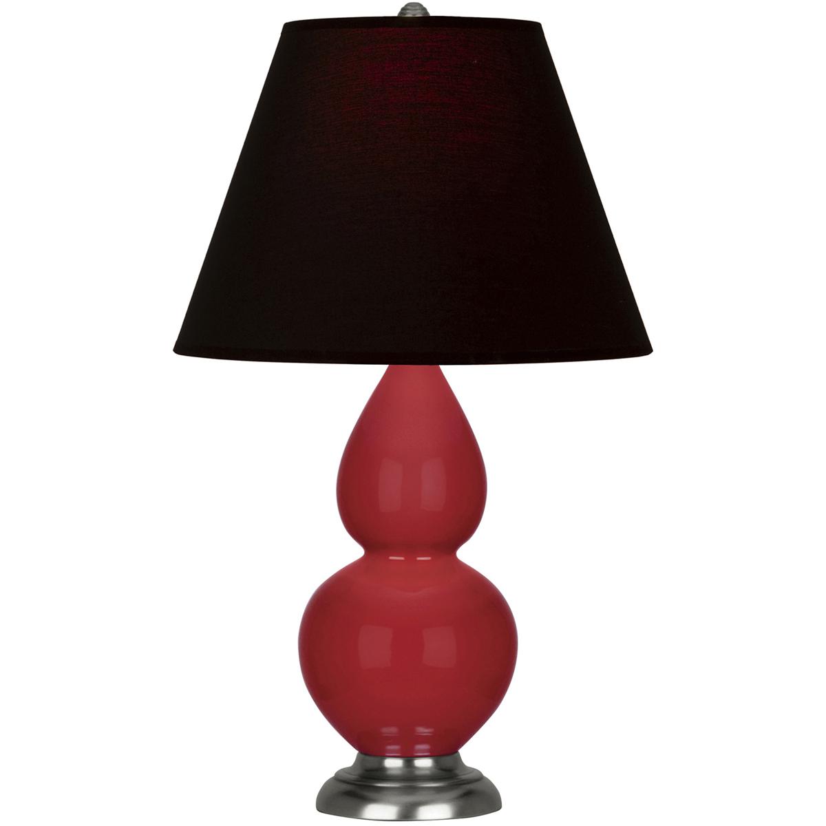 Robert Abbey RR12K Small Double Gourd 22.75 inch 150 watt Ruby Red Glazed Ceramic with Antique Silver Accent Lamp Portable Light in Ink Black with Ros