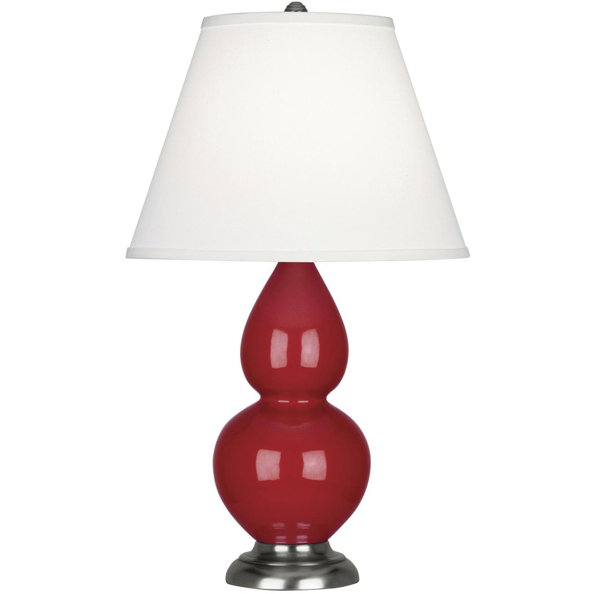 Robert Abbey RR12X Small Double Gourd 22.75 inch 150 watt Ruby Red Glazed Ceramic with Antique Silver Accent Lamp Portable Light in Pearl Dupioni
