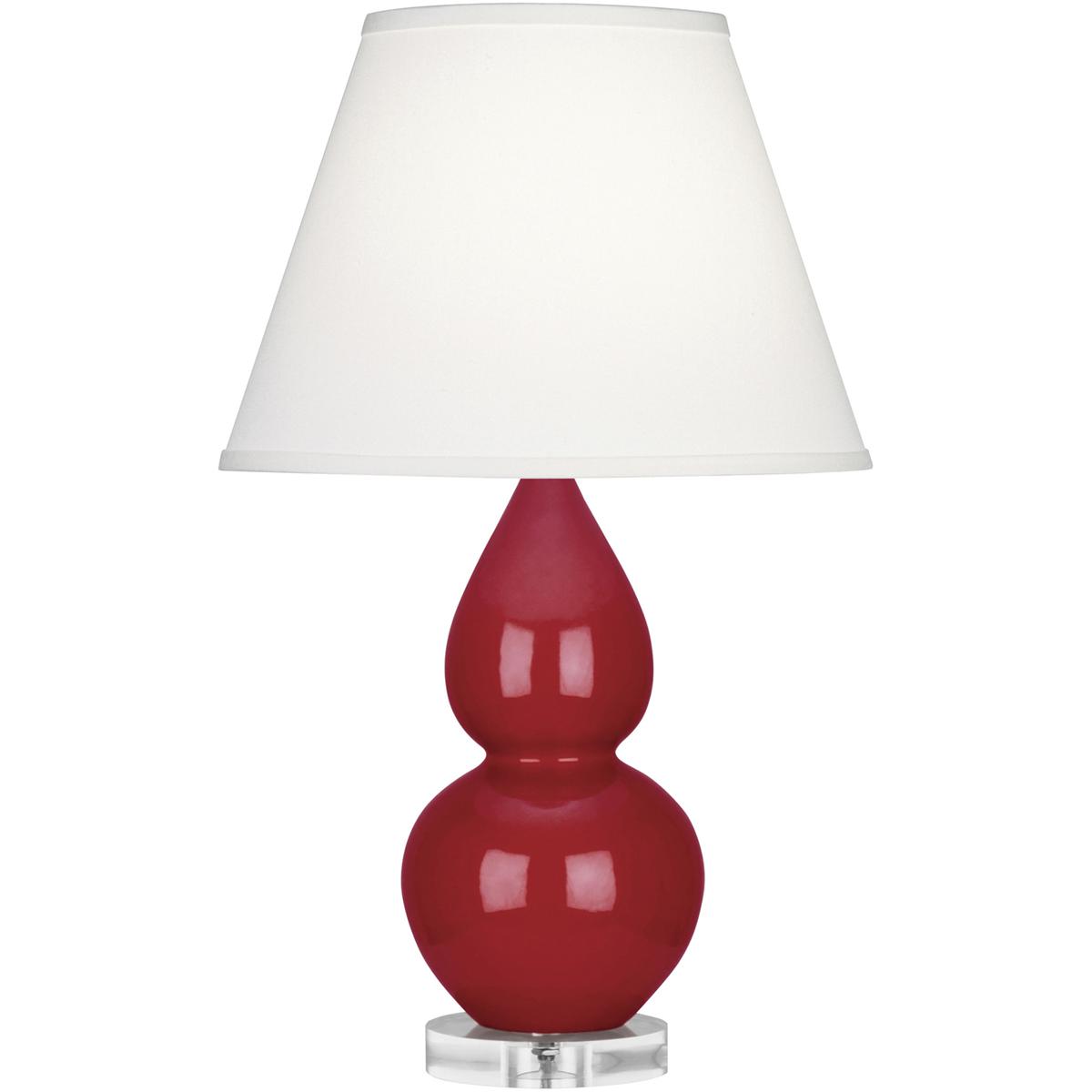 Robert Abbey RR13X Small Double Gourd 22 inch 150 watt Ruby Red Glazed Ceramic with Lucite Base Accent Lamp Portable Light in Pearl Dupioni