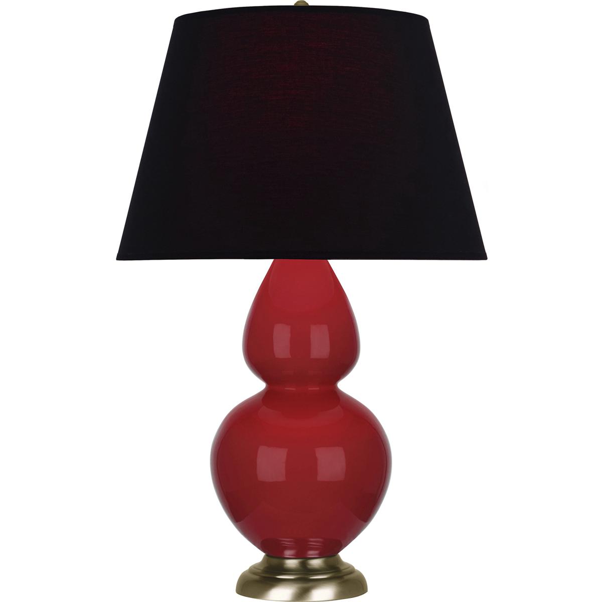 Robert Abbey RR20K Double Gourd 31 inch 150 watt Ruby Red Glazed Ceramic with Antique Brass Table Lamp Portable Light in Ink Black with Rose Red