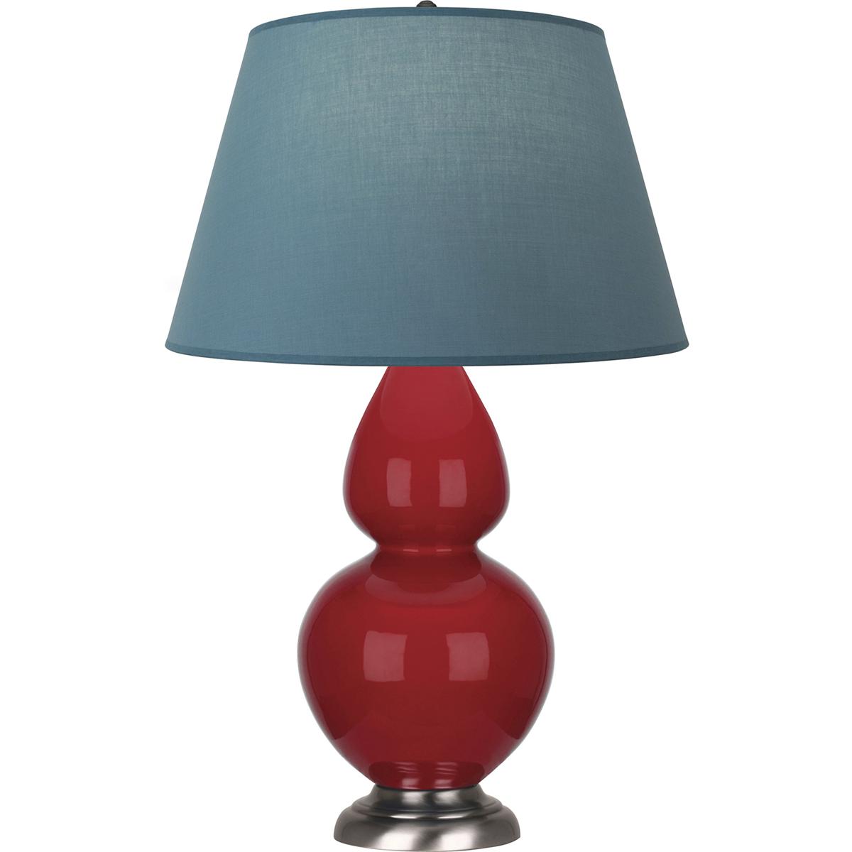 Lighting New York R-RR22B Robert Abbey Double Gourd 31 inch 150.00 watt Ruby Red Glazed Ceramic with Antique Silver Table Lamp Portable Light in Brigh