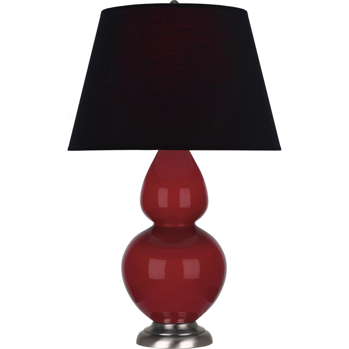 Robert Abbey RR22K Double Gourd 31 inch 150 watt Ruby Red Glazed Ceramic with Antique Silver Table Lamp Portable Light in Ink Black with Rose Red